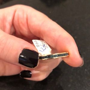 Gold Band Ring with Sapphire Colored Stones, Costume Jewelry